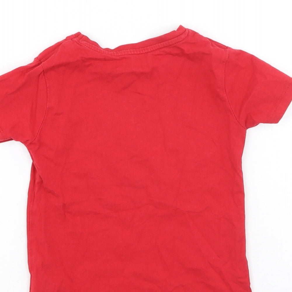 Dunnes Stores Boys Red Cotton Basic Casual Size 2-3 Years Round Neck - Super Duper