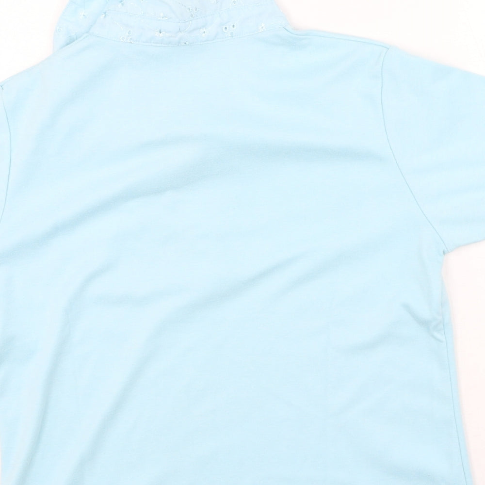 Paramount Womens Blue Polyester Basic T-Shirt Size M V-Neck