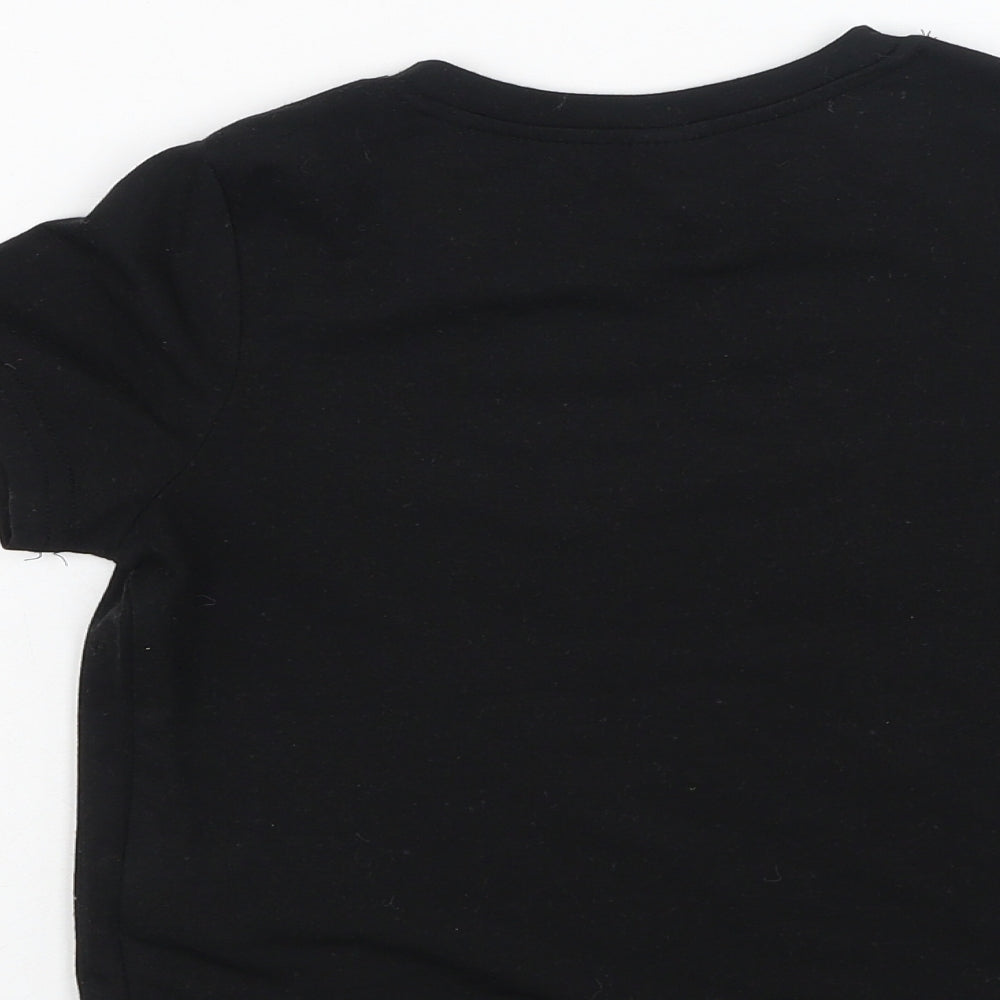 SheIn Boys Black Cotton Jersey T-Shirt Size 5 Years Round Neck