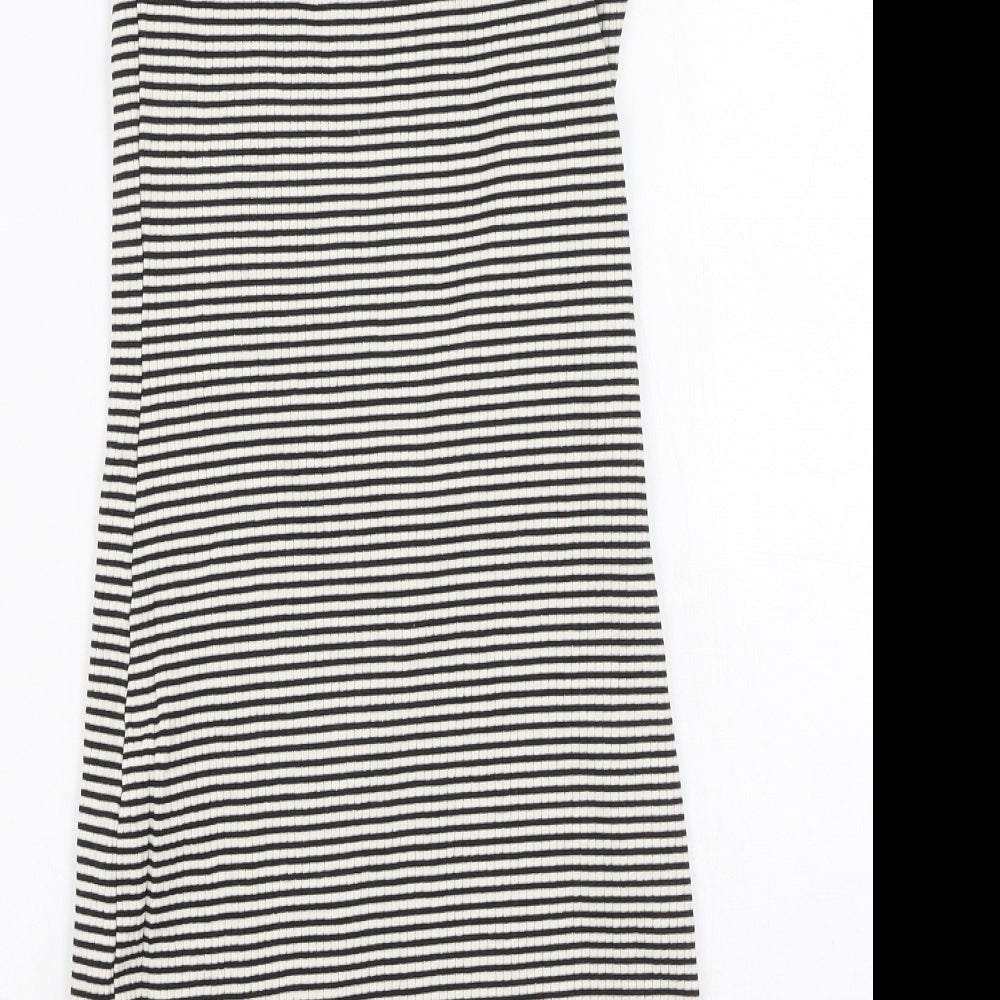 River Island Womens Black Striped Cotton Bodycon Size 6 Off the Shoulder