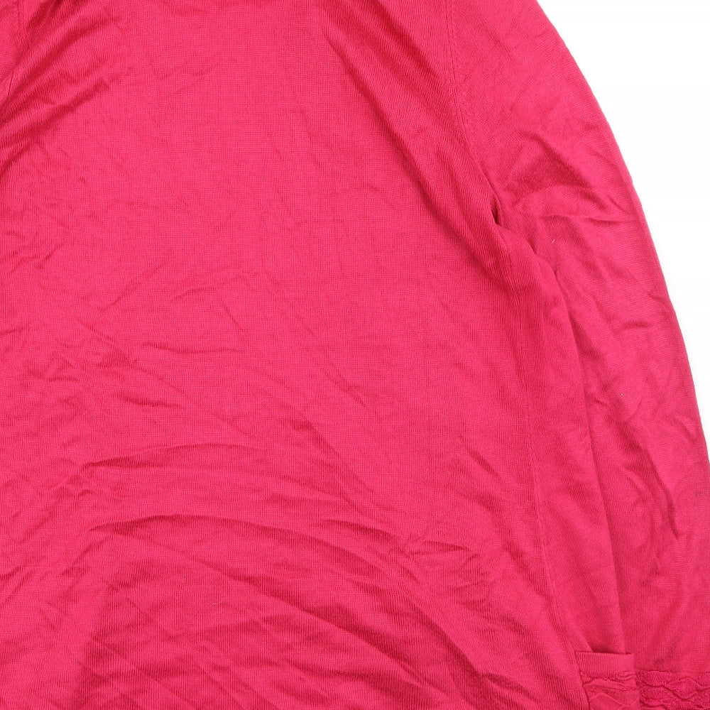 Marks & Spencer Womens Pink V-Neck Viscose Cardigan Jumper Size 12