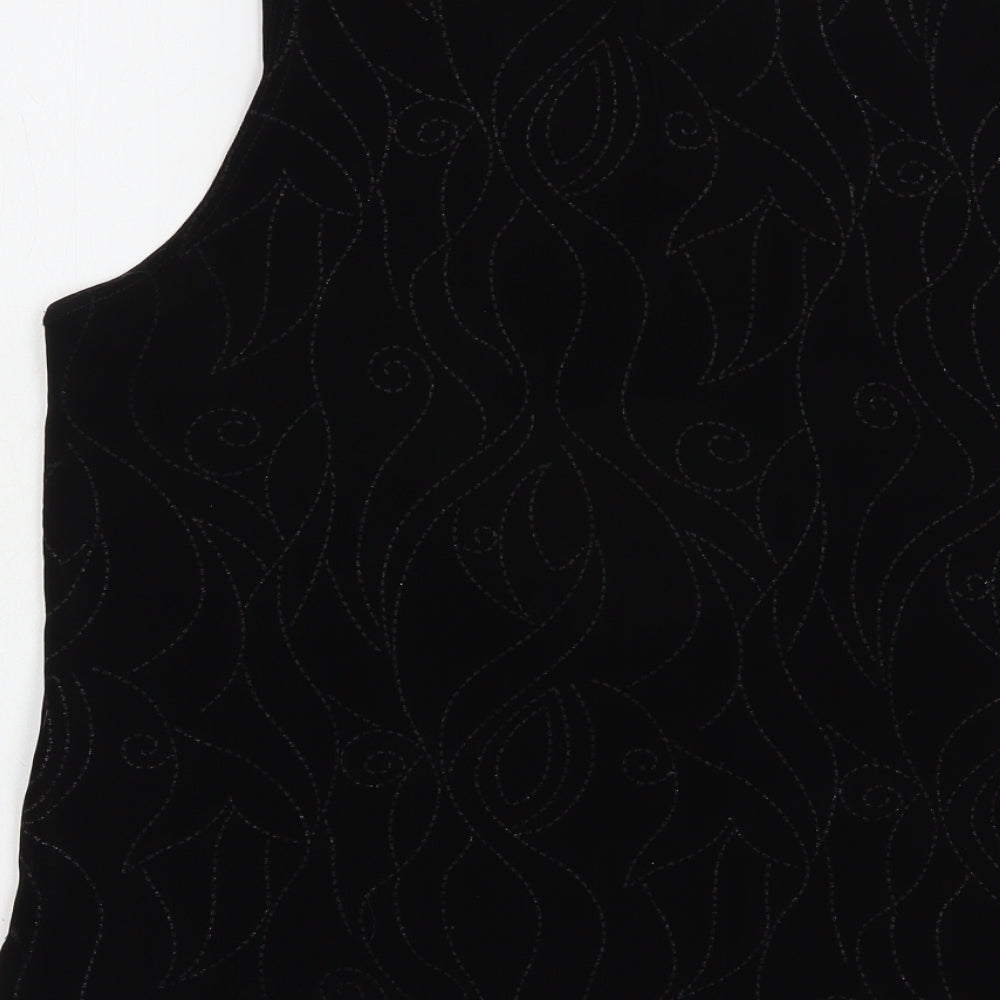 Saloos Womens Black Acetate Basic Blouse Size L Scoop Neck