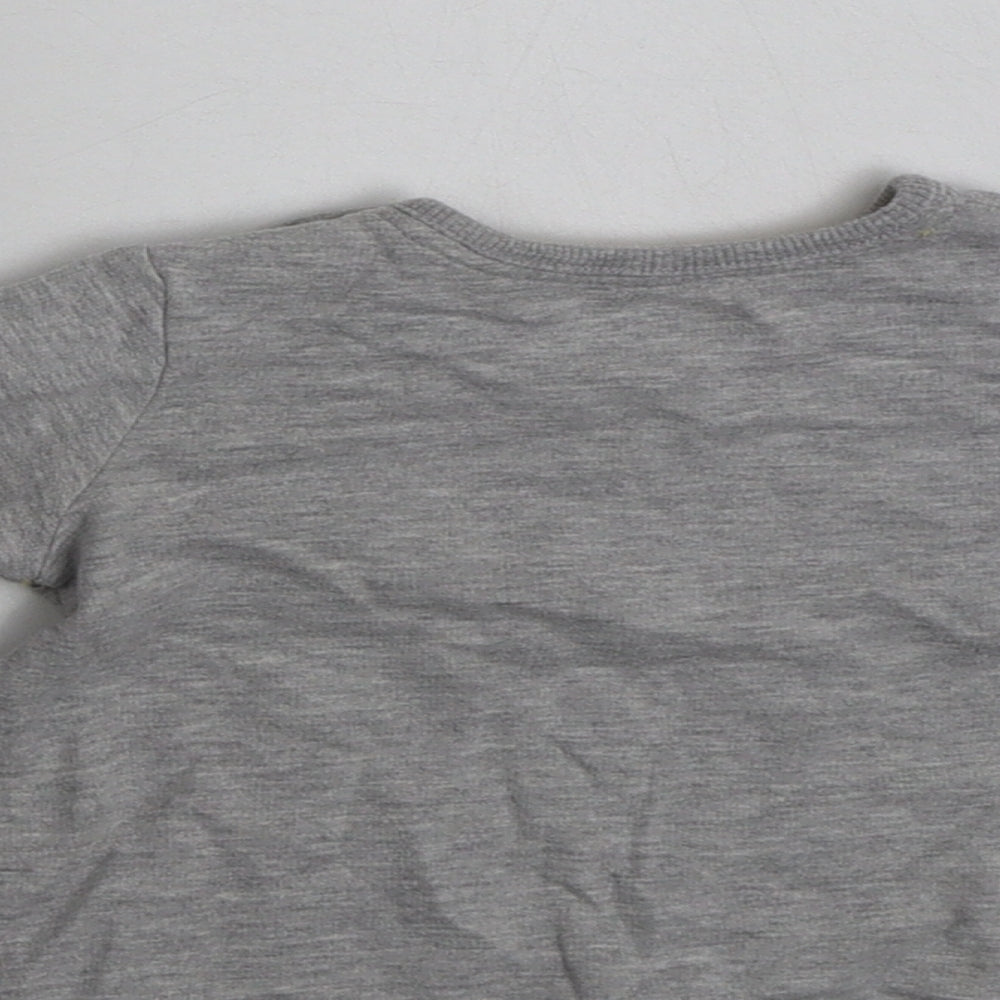 George Baby Grey Cotton Basic T-Shirt Size 3-6 Months Crew Neck Pullover - Tiger