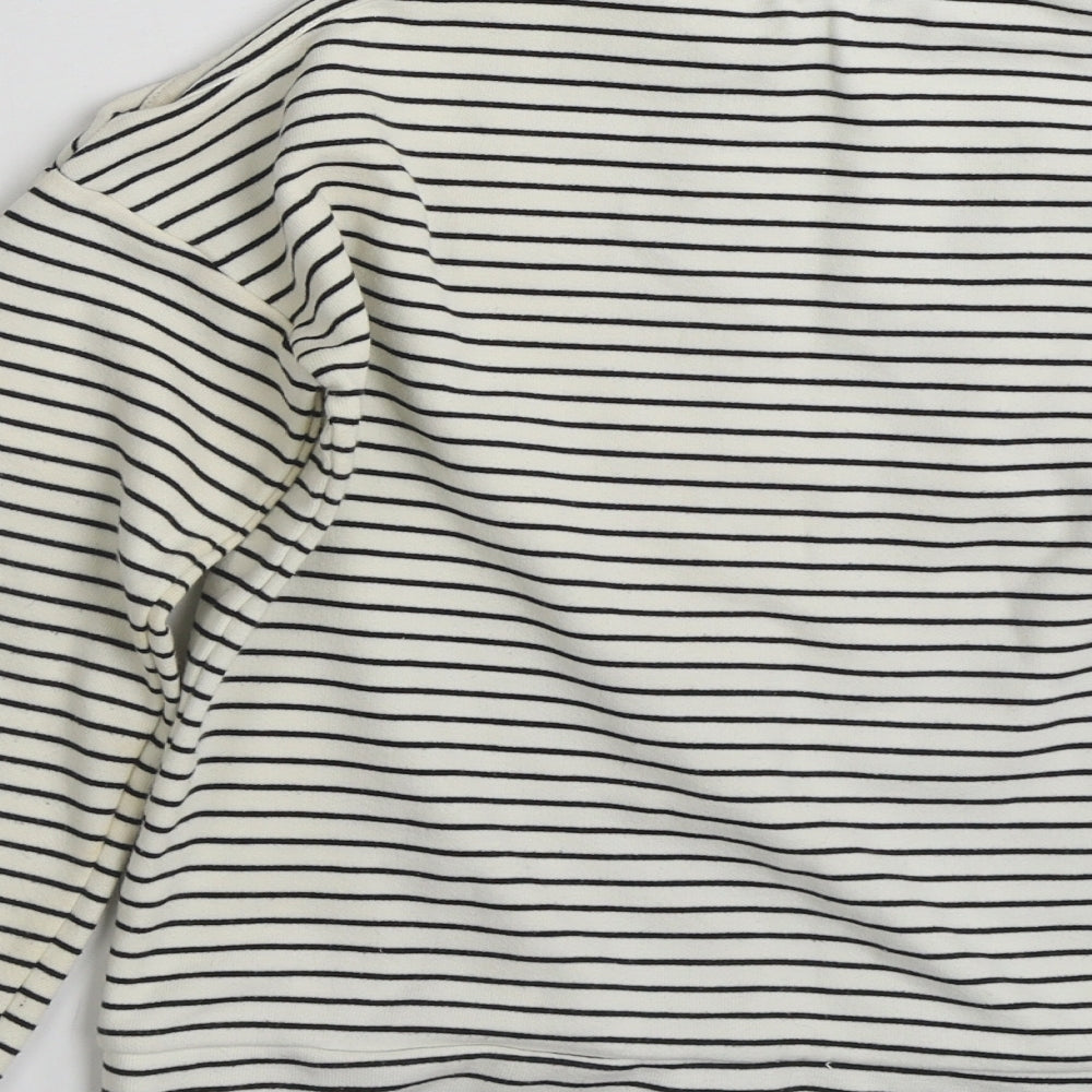 River Island Girls White Striped Cotton Pullover Sweatshirt Size 11-12 Years Pullover - Only Love