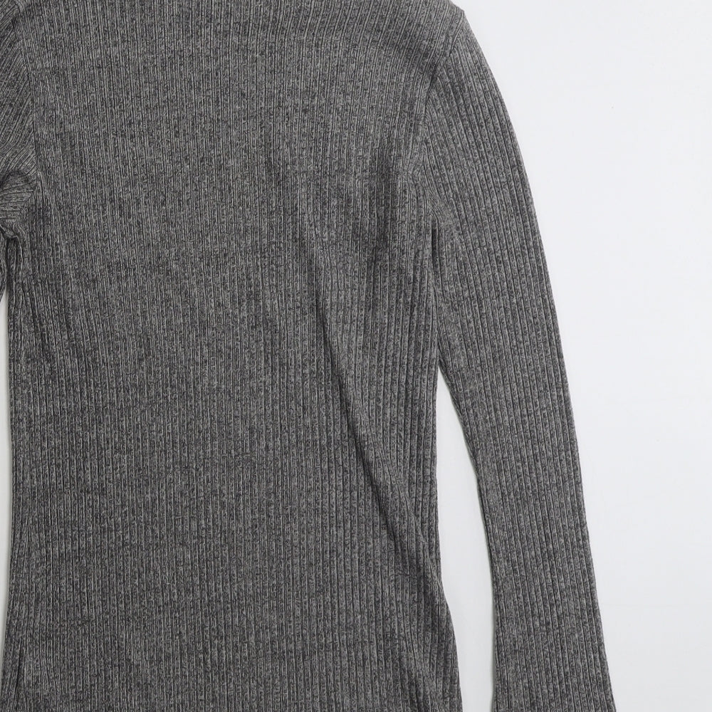 H&M Womens Grey High Neck Cotton Pullover Jumper Size M