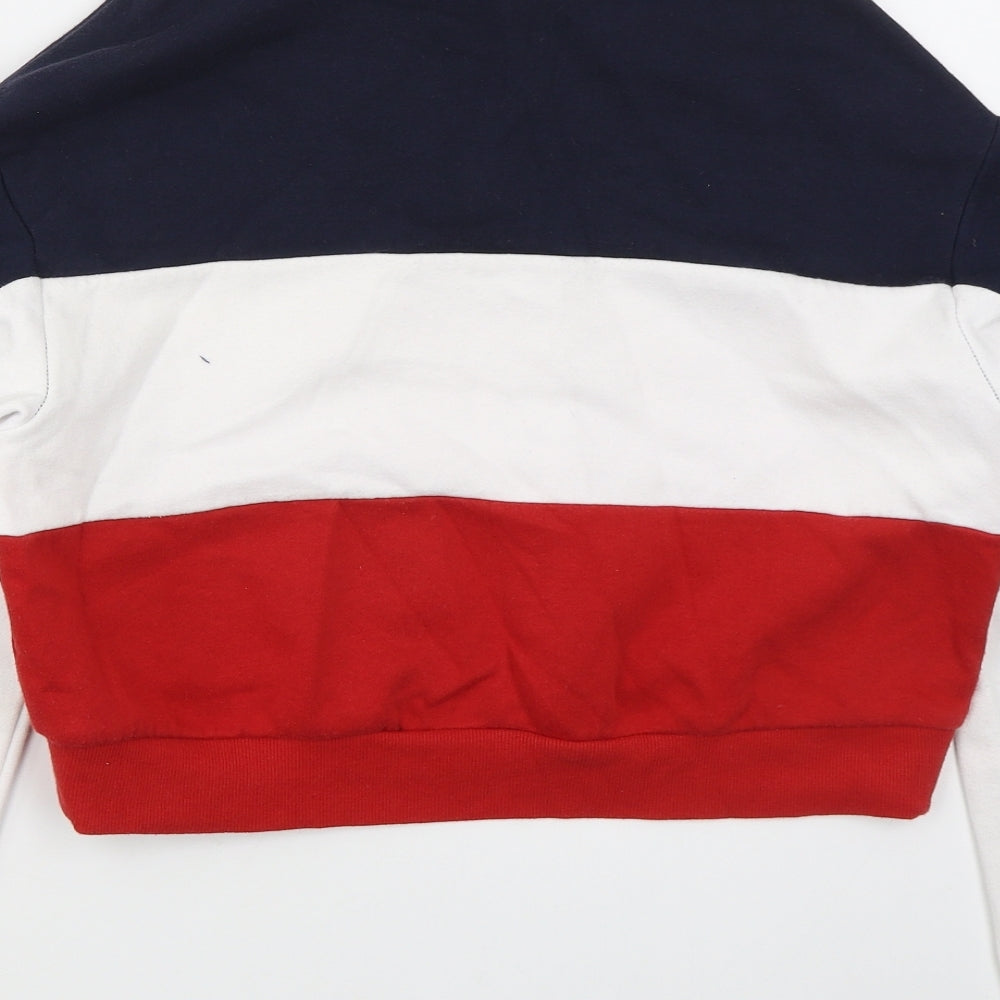 H&M Womens Blue Striped Cotton Pullover Sweatshirt Size XS Zip - Red Original