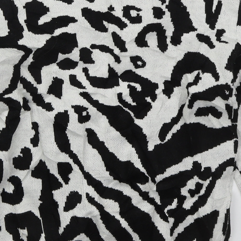 SheIn Girls White Mock Neck Animal Print Acrylic Pullover Jumper Size 10 Years Pullover