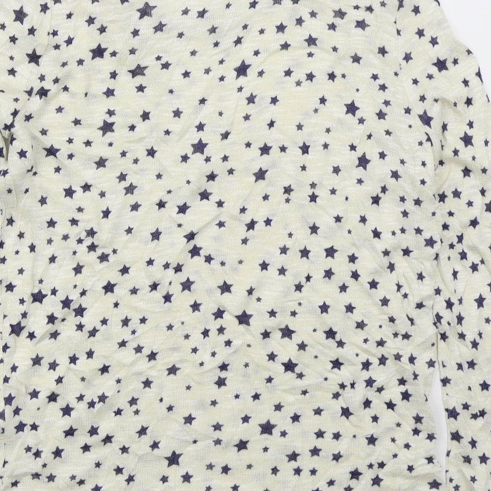 H&M Womens Ivory Round Neck Viscose Pullover Jumper Size S - Stars