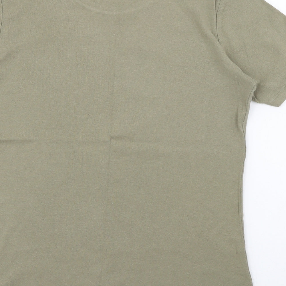 Dunnes Stores Womens Green Polyester Basic T-Shirt Size M Crew Neck