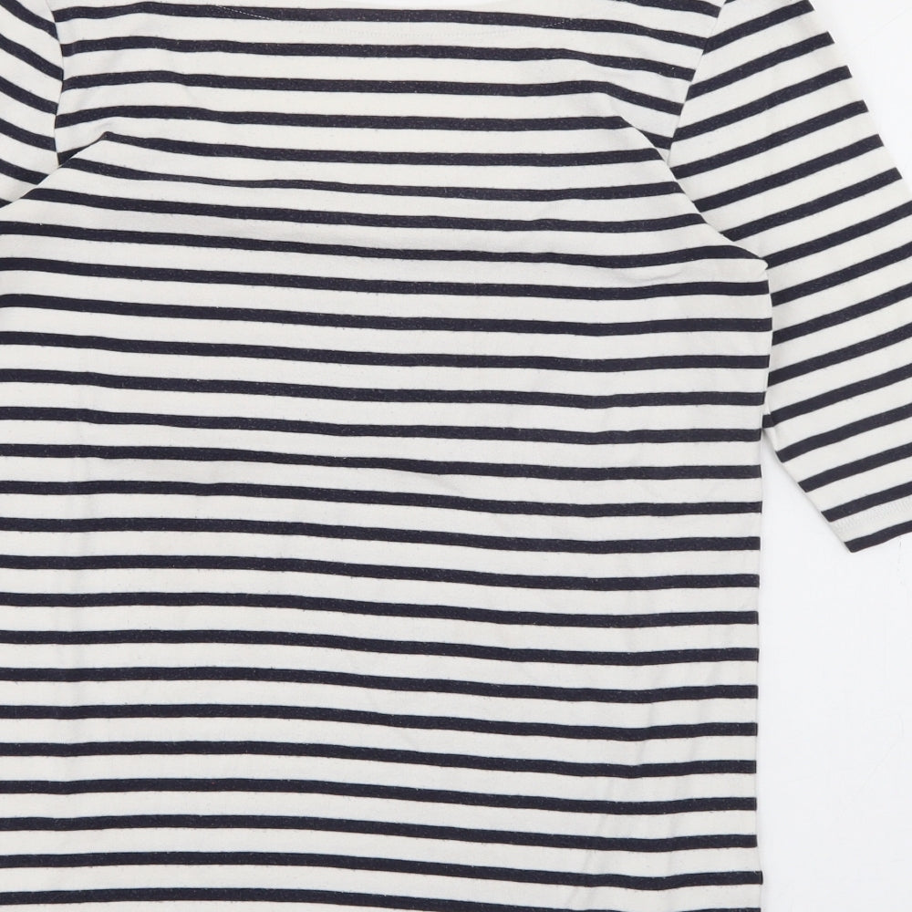 EAC Womens White Scoop Neck Striped Polyester Pullover Jumper Size S
