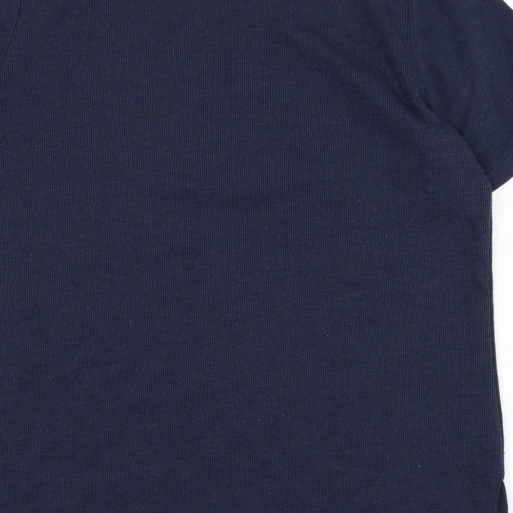 Preworn Womens Blue Polyester Basic T-Shirt Size S V-Neck