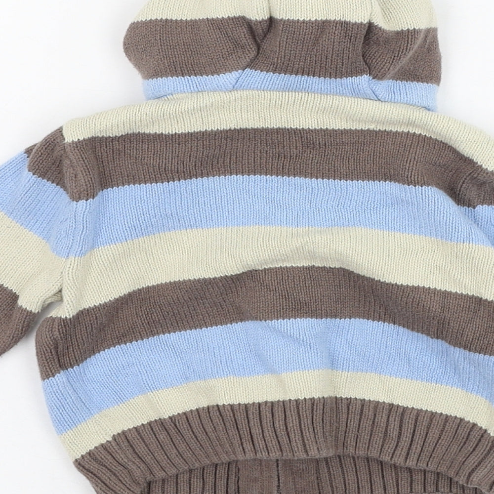 Mothercare Boys Brown Striped Cotton Full Zip Jumper Size 3-6 Months Zip