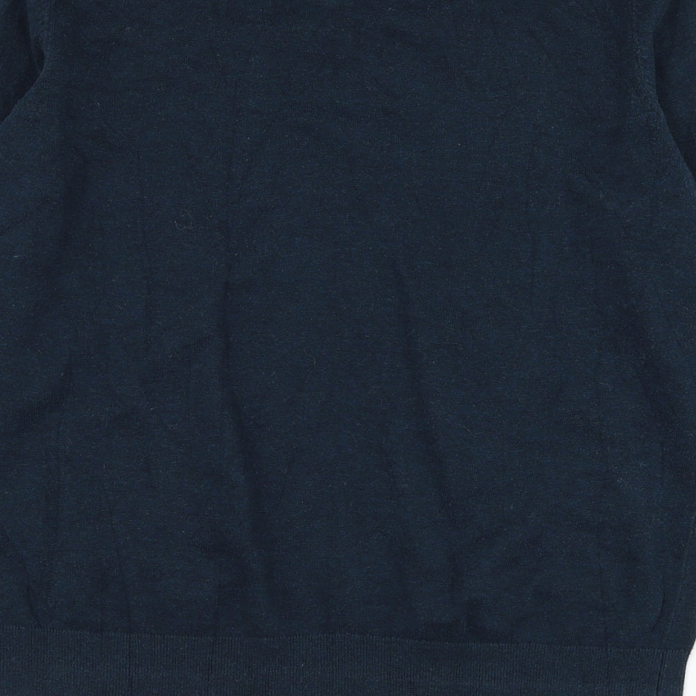 H&M Mens Green V-Neck Cotton Pullover Jumper Size M