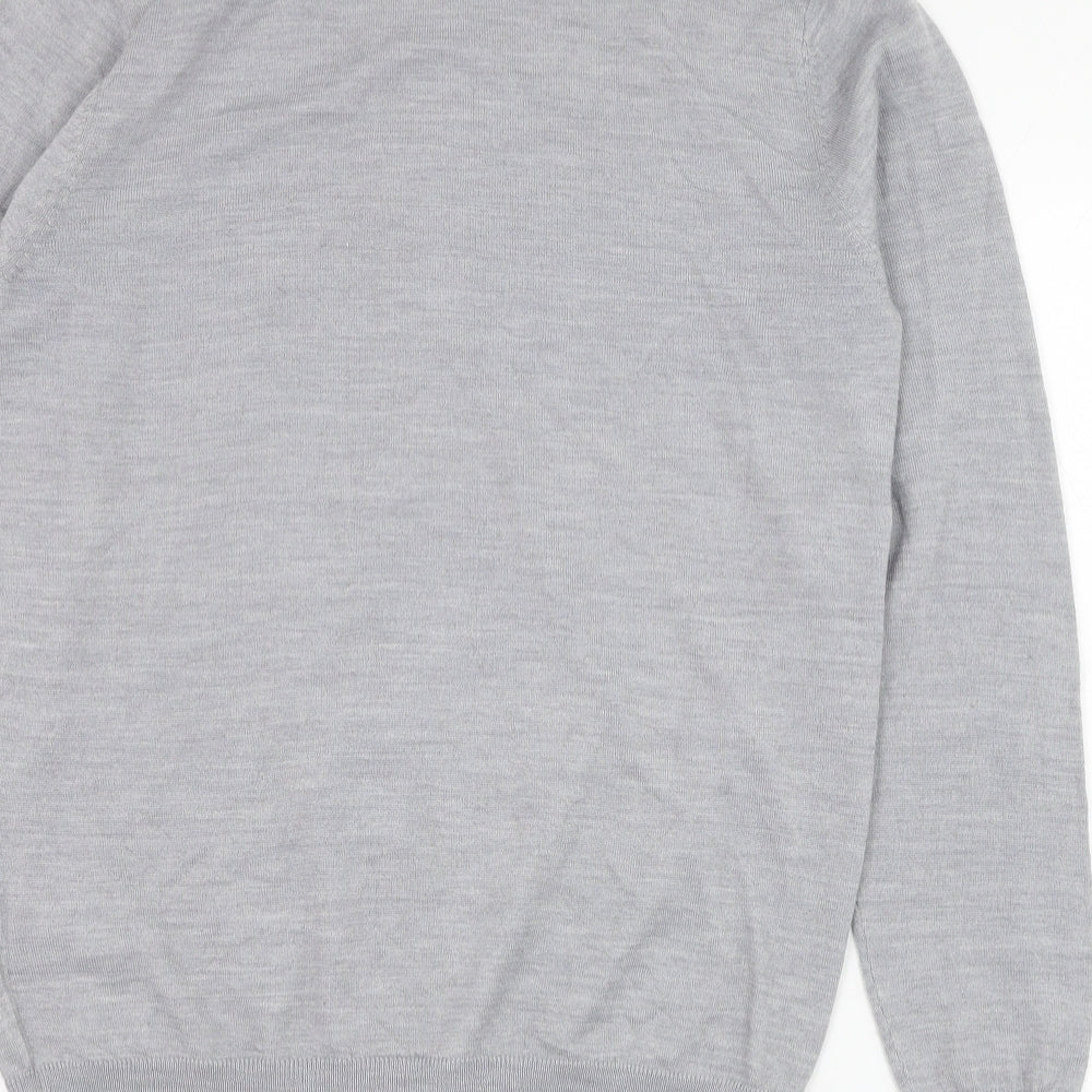 The Savile Row Mens Grey Wool Full Zip Sweatshirt Size S
