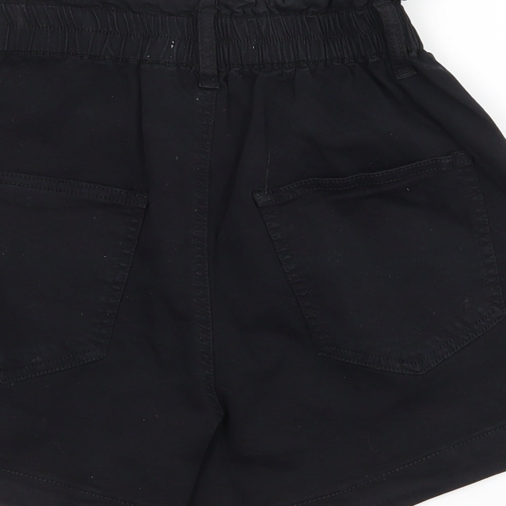 My Tina's Womens Black Cotton Paperbag Shorts Size XS L3 in Regular Zip