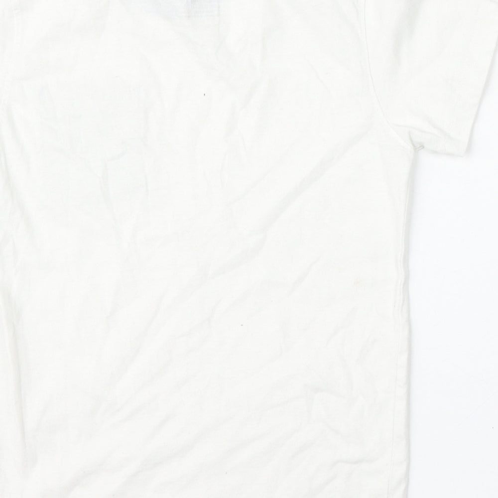 BOYS Boys White Cotton Basic T-Shirt Size 6-7 Years Round Neck