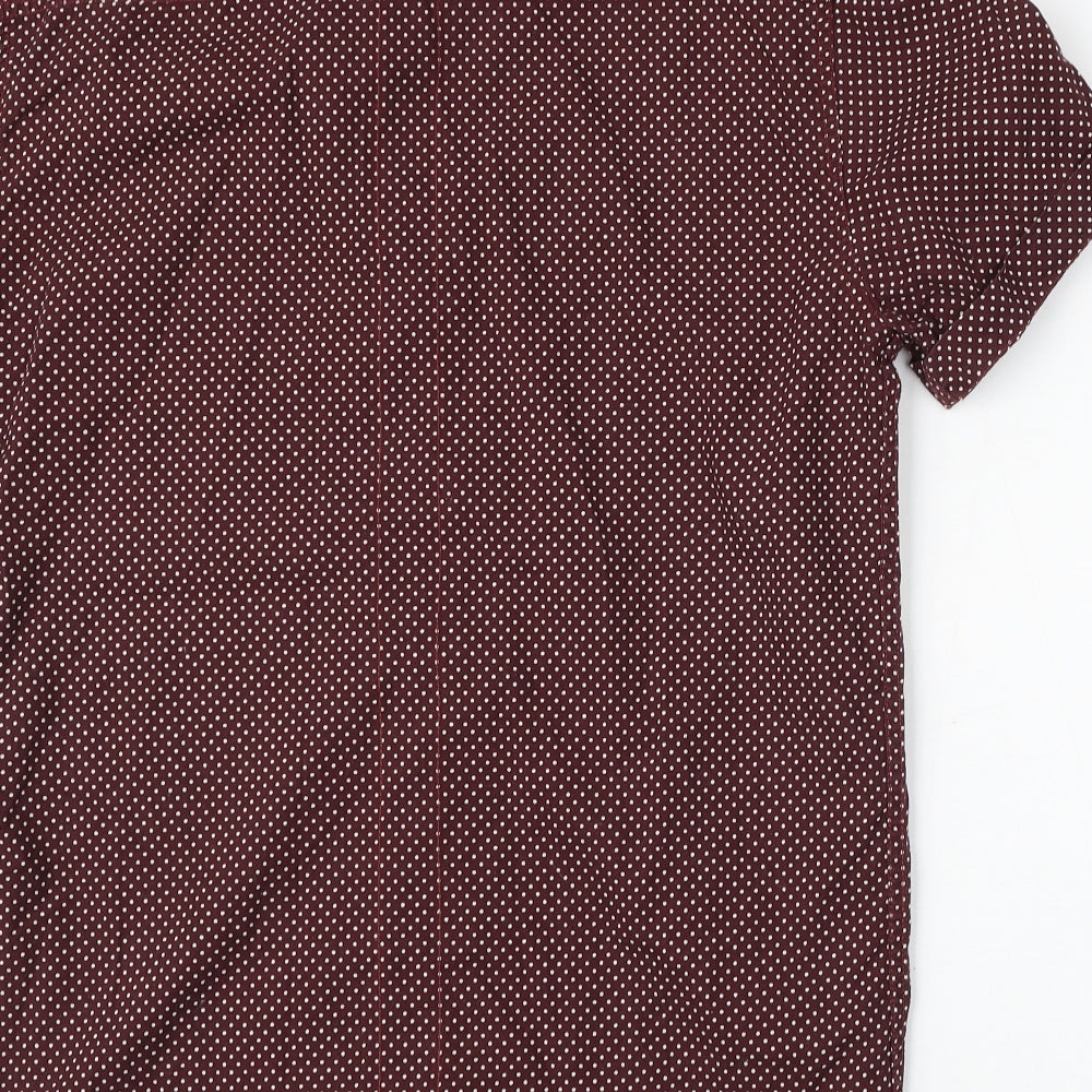 Be the revolution Mens Red Polka Dot Polyester Polo Size L Collared Button