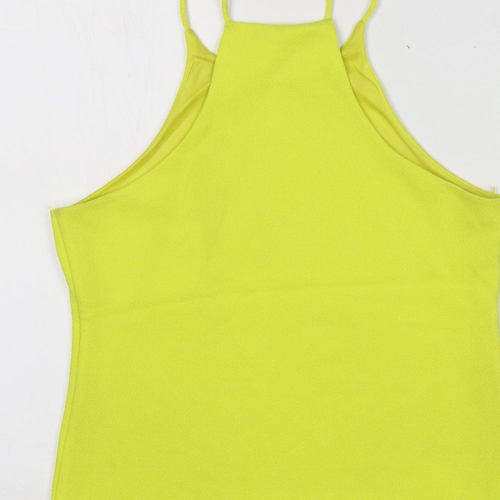 River Island Womens Yellow Polyester Basic Button-Up Size 10 Halter