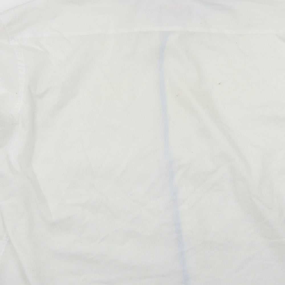 Eterna Mens White Cotton Button-Up Size XL Collared Button