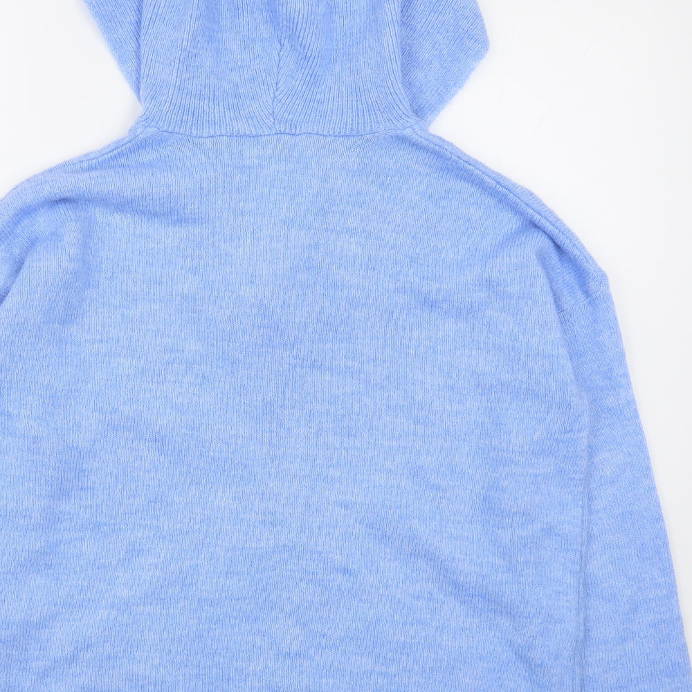 Gallery Womens Blue Acrylic Pullover Hoodie Size S Pullover