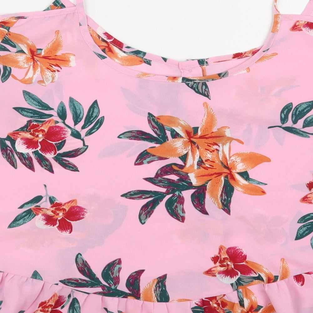Atmosphere Womens Pink Floral Polyester Basic Blouse Size 14 Scoop Neck