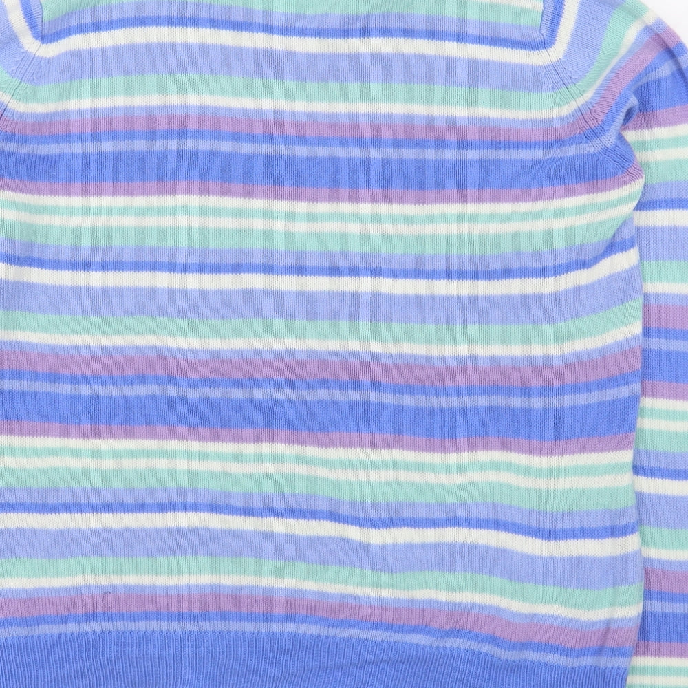 EWM Womens Multicoloured Collared Striped Acrylic Pullover Jumper Size L