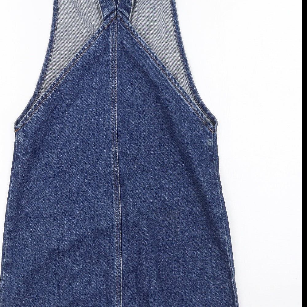 Topshop Womens Blue Cotton A-Line Size 6 Square Neck