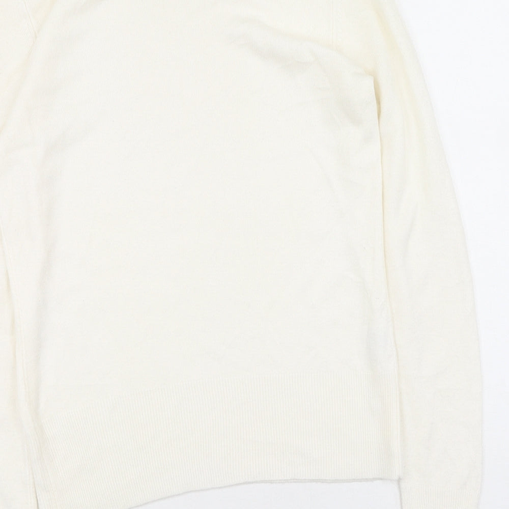 Papaya Womens White Scoop Neck Acrylic Henley Jumper Size 12