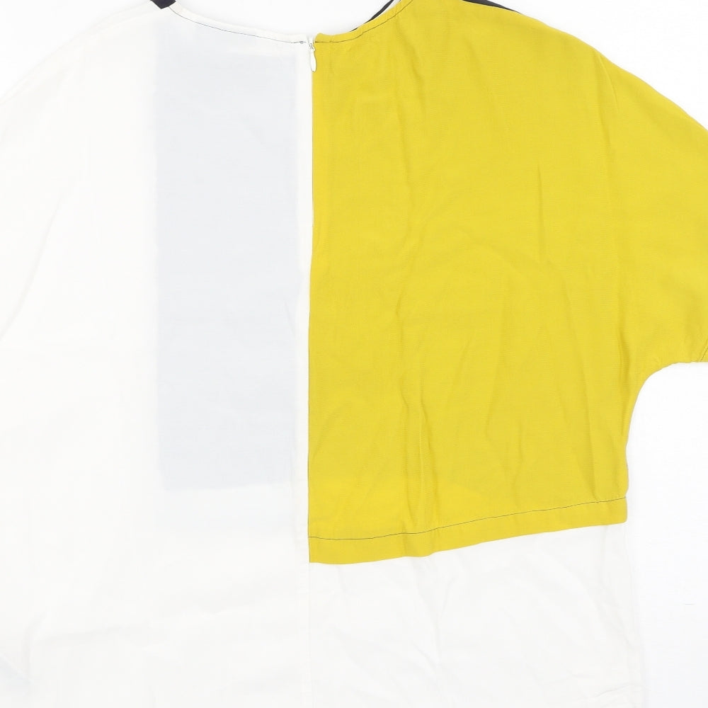 Topshop Womens Multicoloured Viscose Basic Blouse Size 8 Round Neck