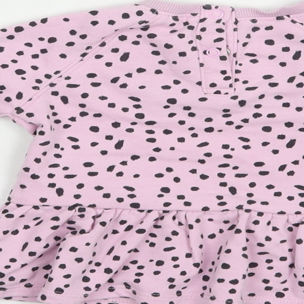 Dunnes Baby Pink Animal Print Cotton Pullover Jumper Size 9-12 Months Snap - Love