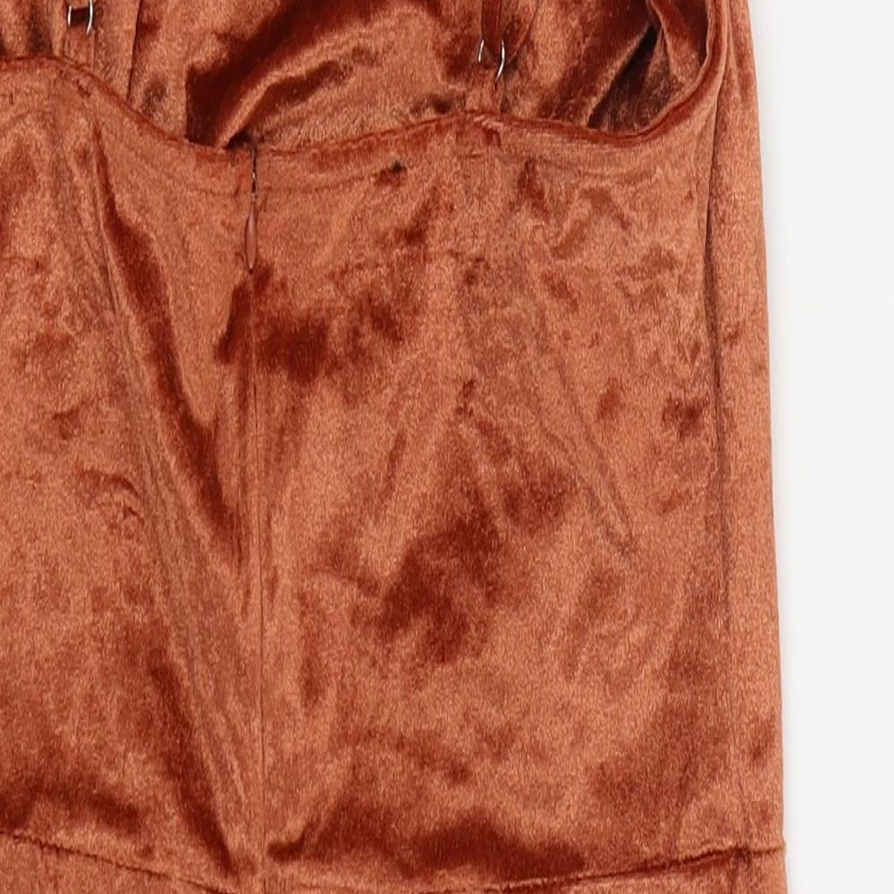 Parisian Womens Orange Polyester Mini Size 10 Square Neck Pullover