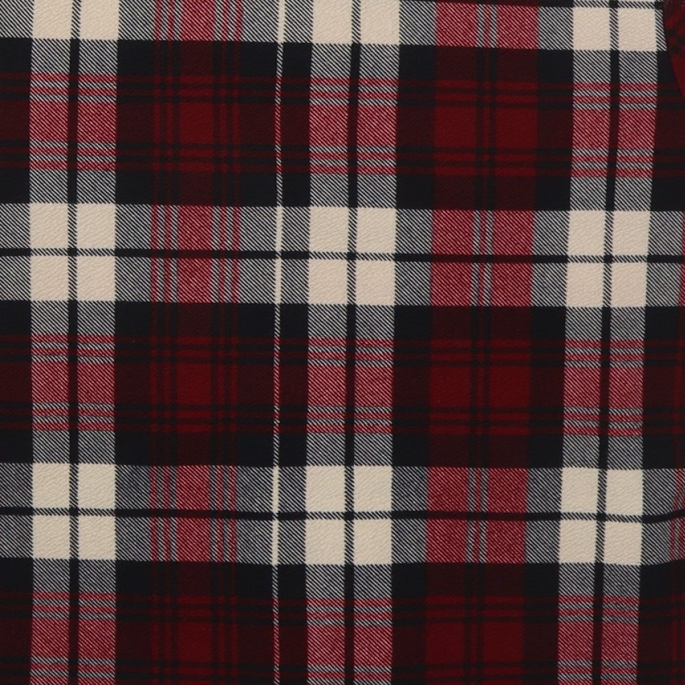 Cameo Rose Womens Red Check Polyester Basic T-Shirt Size 8 Round Neck