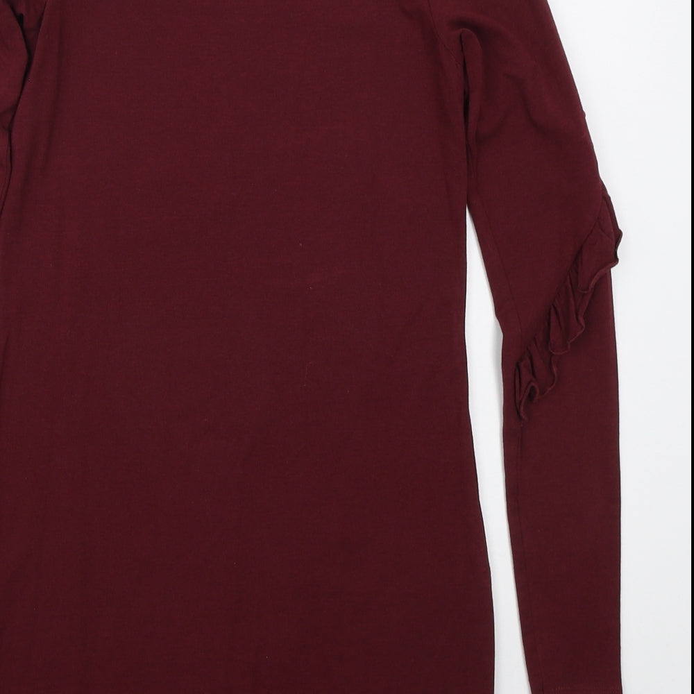 New Look Womens Red Cotton T-Shirt Dress Size 6 Crew Neck Pullover