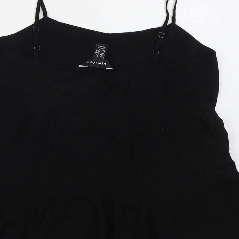 New Look Womens Black Viscose Basic Tank Size 6 Scoop Neck