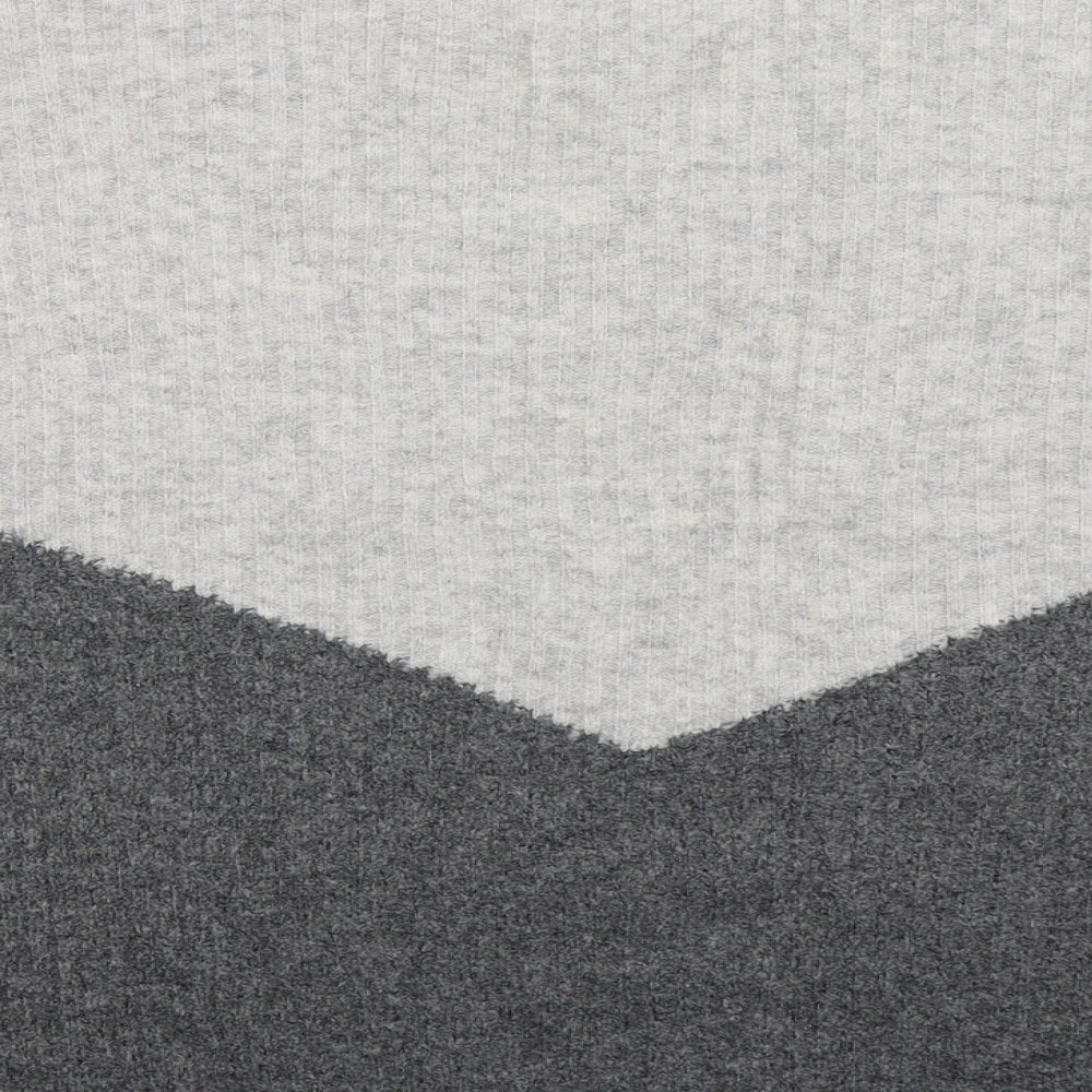 Marks and Spencer Womens Grey Mock Neck Acrylic Pullover Jumper Size M - Colour Block