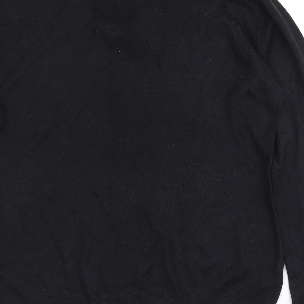 Easy Mens Black V-Neck Acrylic Pullover Jumper Size M