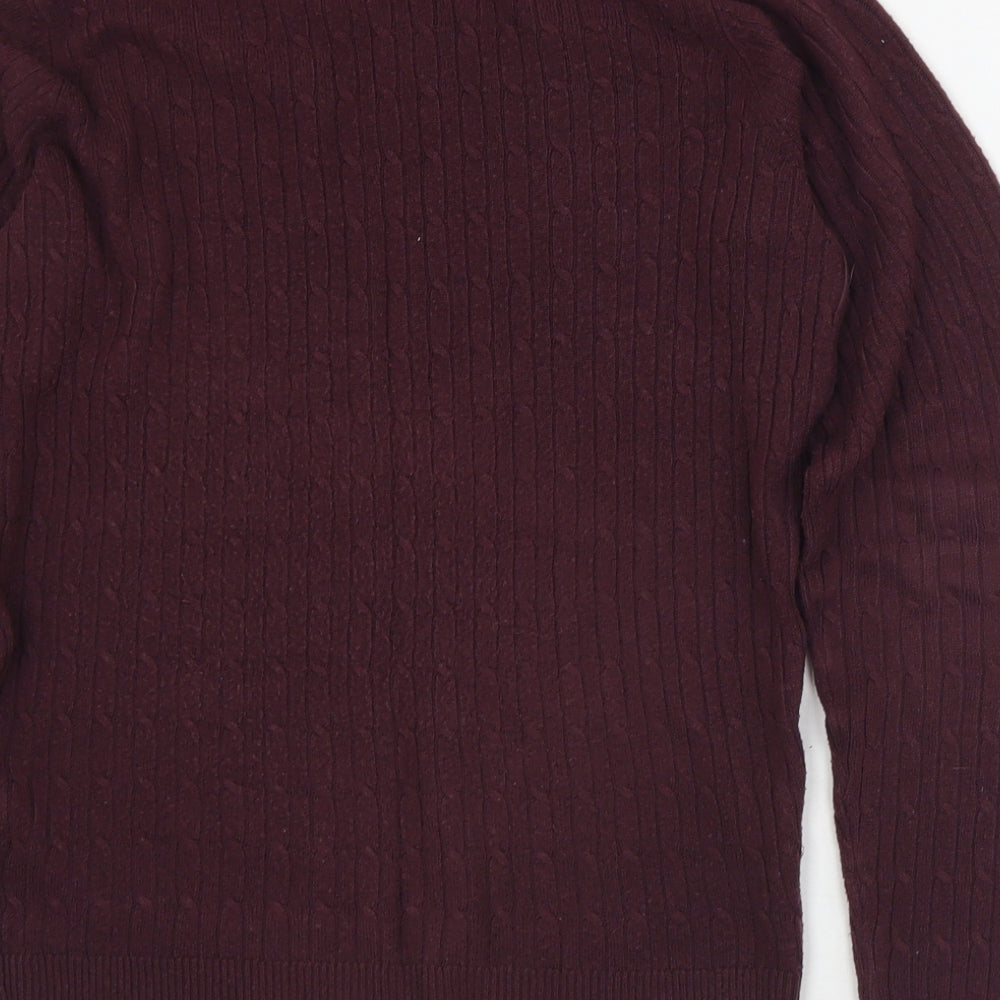 Maine Womens Purple Crew Neck Acrylic Pullover Jumper Size 10