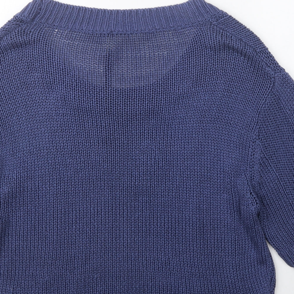 Fashion Union Womens Blue Scoop Neck Acrylic Pullover Jumper Size L
