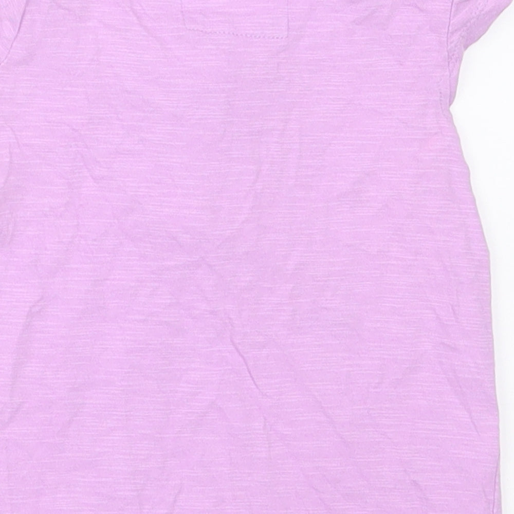 TU Girls Purple Cotton Basic T-Shirt Size 6-9 Months Crew Neck Button