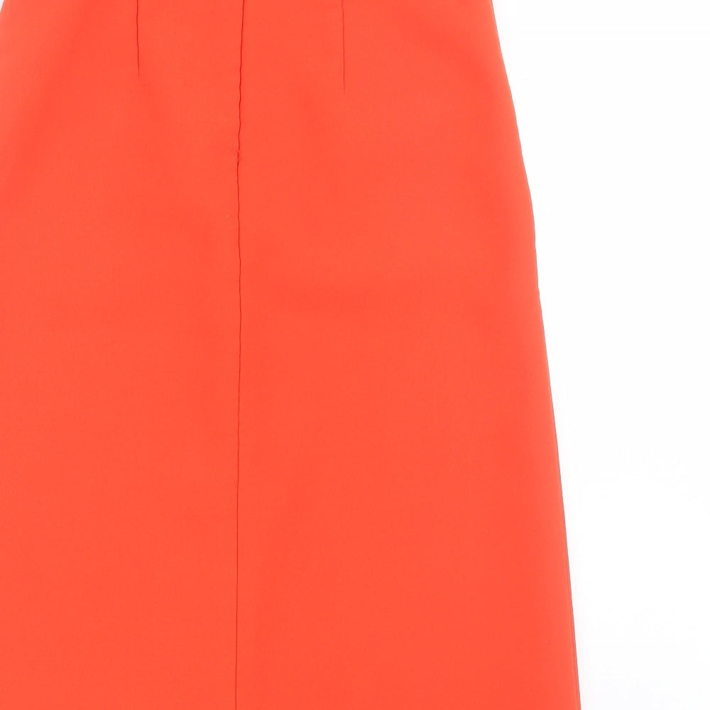 Topshop Womens Orange Polyester A-Line Skirt Size 4 Zip