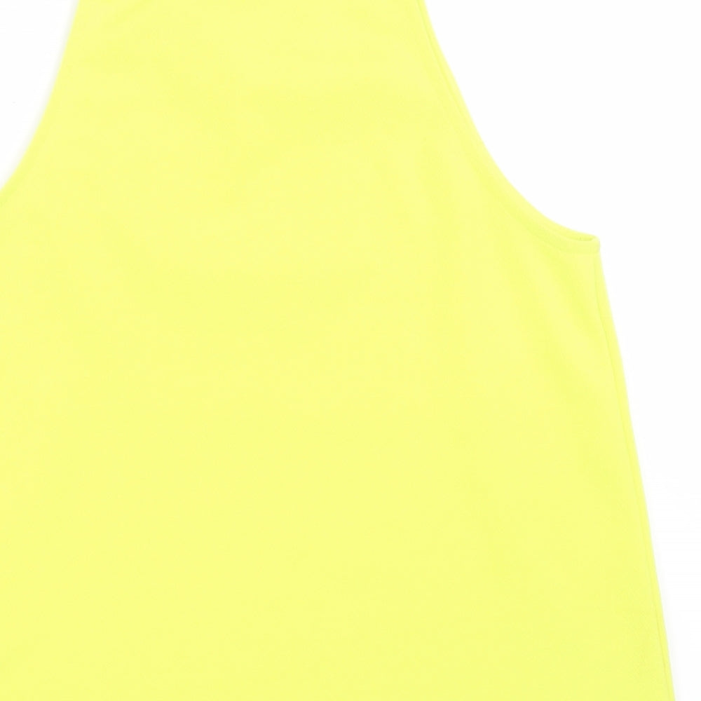 New Look Womens Yellow Polyester Basic Tank Size 12 Square Neck