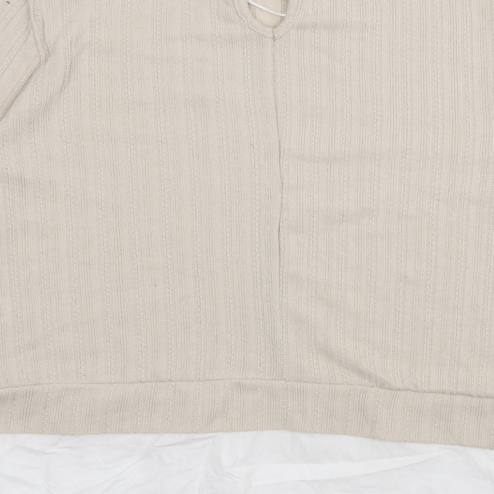 Papaya Womens Beige High Neck Polyester Pullover Jumper Size 12
