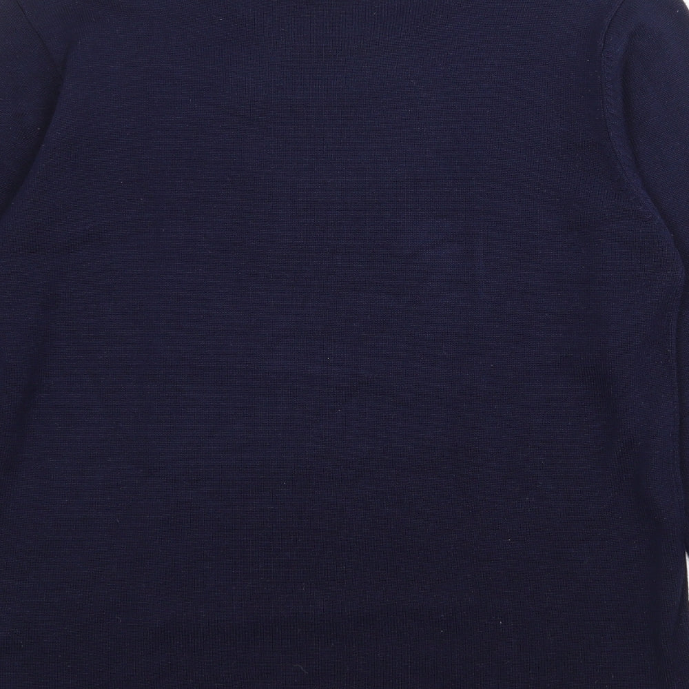 Alexara Womens Blue Square Neck Polyester Pullover Jumper Size M