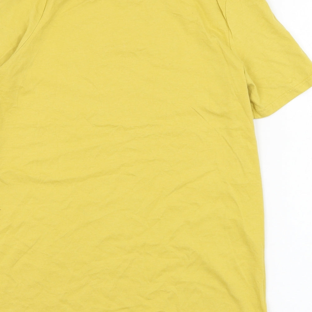River Island Womens Yellow Cotton Basic T-Shirt Size 6 Round Neck - Venti