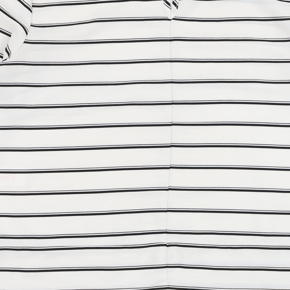 Peacocks Womens Ivory Striped Polyester Tunic T-Shirt Size 10 Round Neck