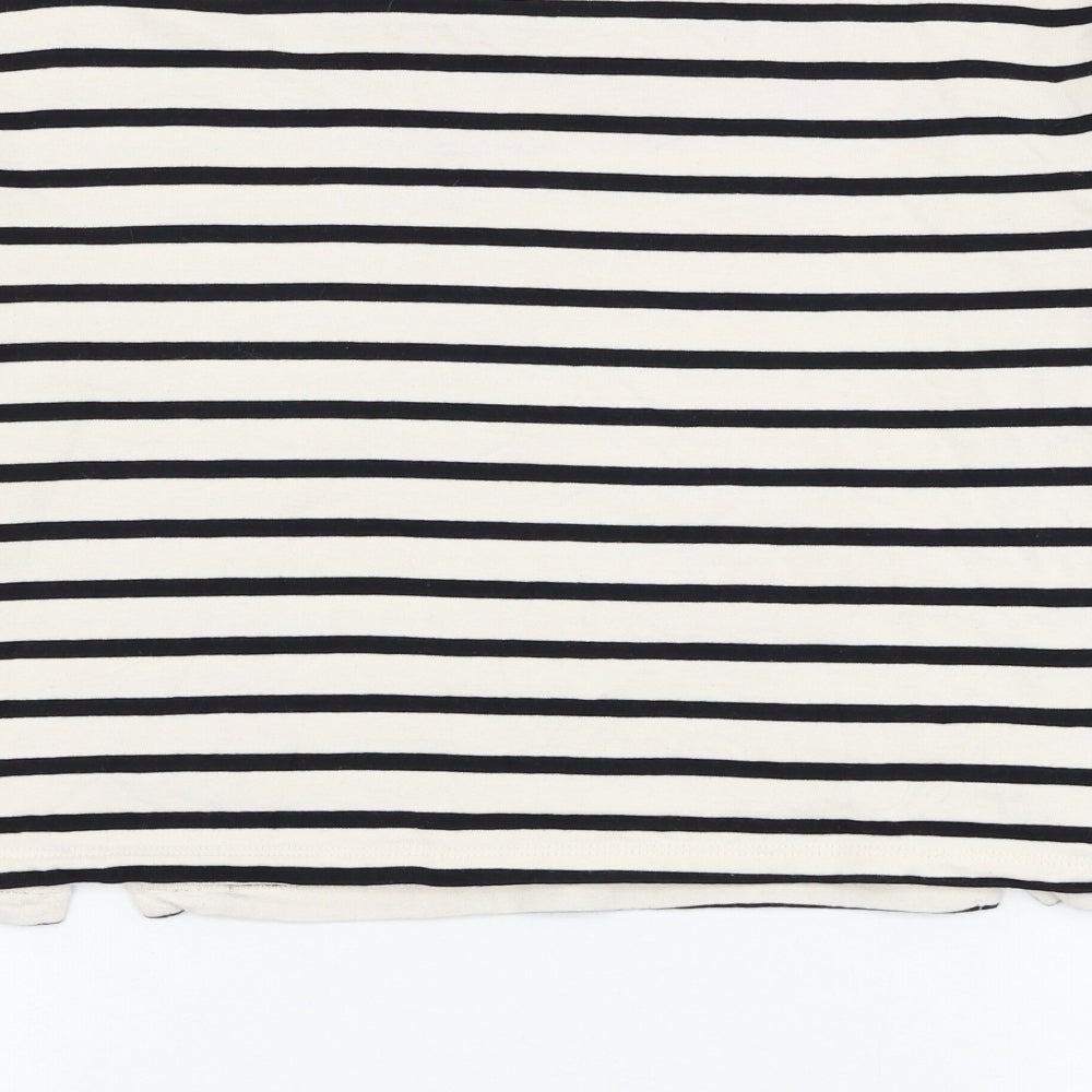 River Island Womens Ivory Striped Cotton Pullover Sweatshirt Size 6 Pullover
