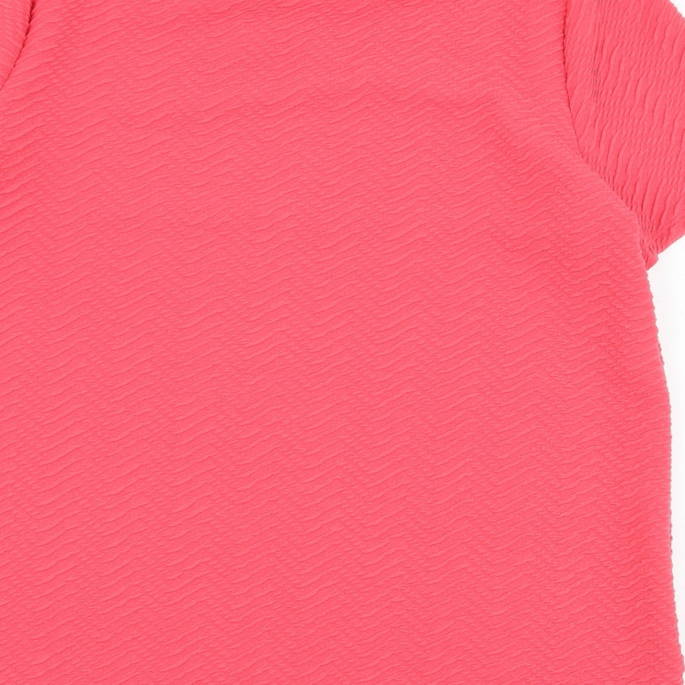 Marks and Spencer Womens Pink Polyester Basic T-Shirt Size 14 Round Neck