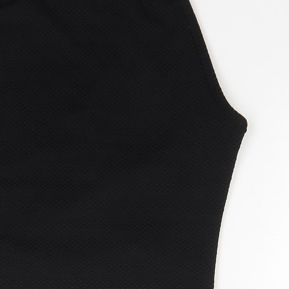 Pink Soda Womens Black Polyester Cropped Tank Size 6 Square Neck