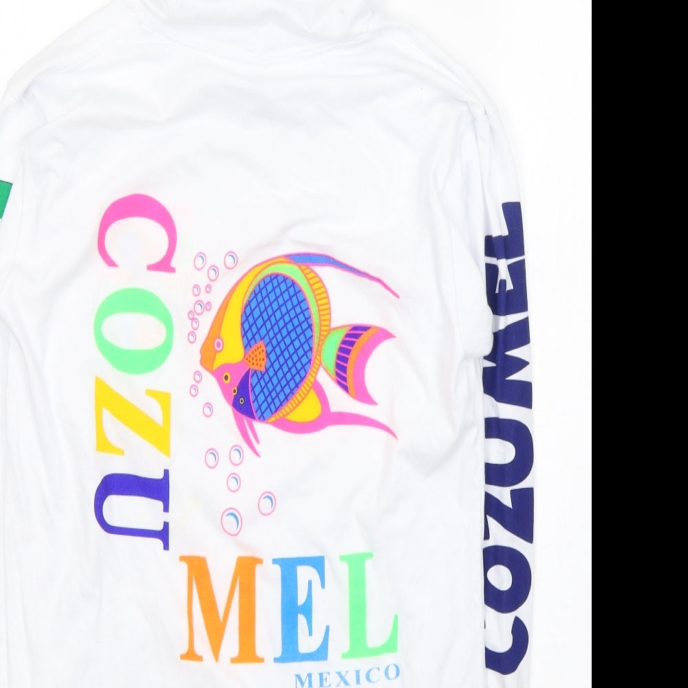 La Laguna Womens White Cotton Pullover Hoodie Size S Pullover - Cozumel Mexico