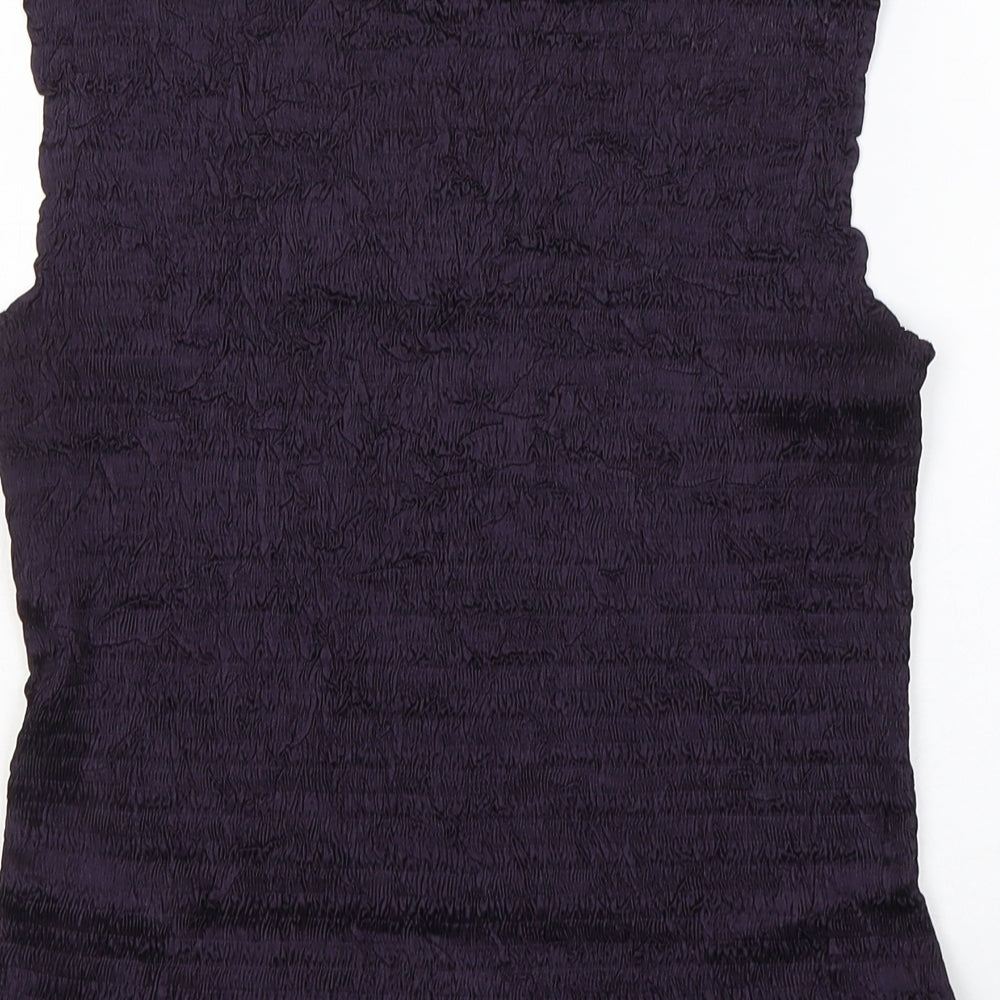 BEAST Womens Purple Polyester Basic Tank Size M Round Neck